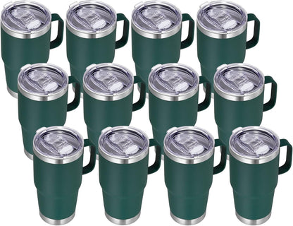20 oz Tumbler with Handle Lid and Straw, Stainless Steel Insulated Travel Coffee Mug Spill Proof Double Wall Metal Tumbler Cup Keeps Drink Hot and Cold, Navy Blue 1 Pack