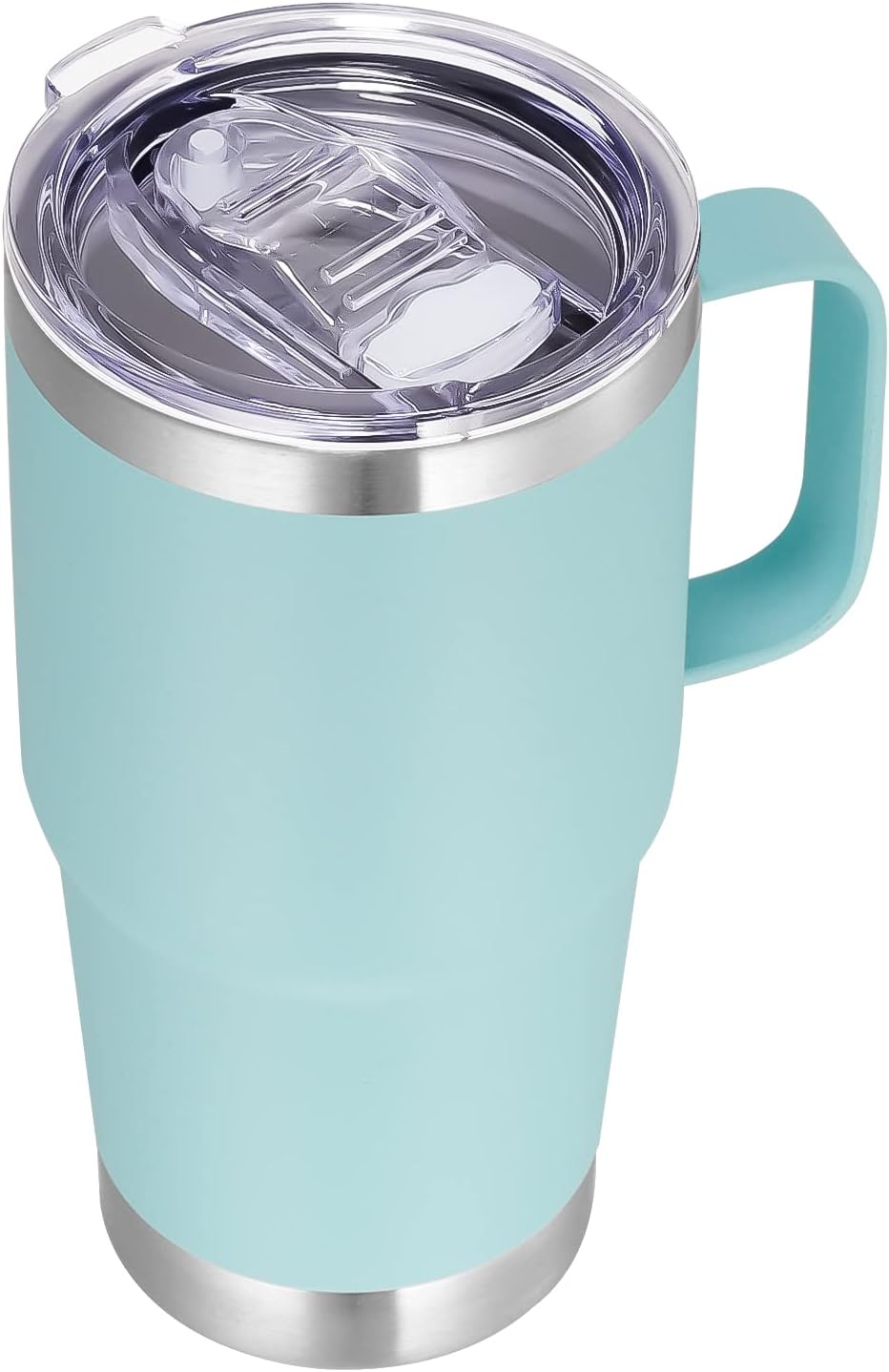 20 oz Tumbler with Handle Lid and Straw, Stainless Steel Insulated Travel Coffee Mug Spill Proof Double Wall Metal Tumbler Cup Keeps Drink Hot and Cold, Navy Blue 1 Pack