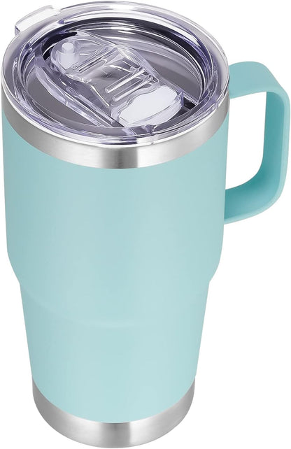 20 oz Tumbler with Handle Lid and Straw, Stainless Steel Insulated Travel Coffee Mug Spill Proof Double Wall Metal Tumbler Cup Keeps Drink Hot and Cold, Navy Blue 1 Pack