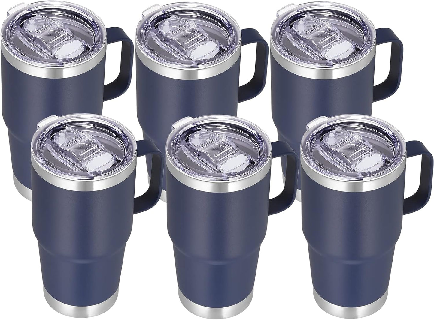20 oz Tumbler with Handle Lid and Straw, Stainless Steel Insulated Travel Coffee Mug Spill Proof Double Wall Metal Tumbler Cup Keeps Drink Hot and Cold, Navy Blue 1 Pack
