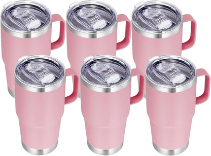20 oz Tumbler with Handle Lid and Straw, Stainless Steel Insulated Travel Coffee Mug Spill Proof Double Wall Metal Tumbler Cup Keeps Drink Hot and Cold, Navy Blue 1 Pack