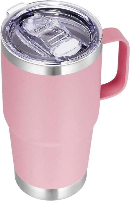 20 oz Tumbler with Handle Lid and Straw, Stainless Steel Insulated Travel Coffee Mug Spill Proof Double Wall Metal Tumbler Cup Keeps Drink Hot and Cold, Navy Blue 1 Pack