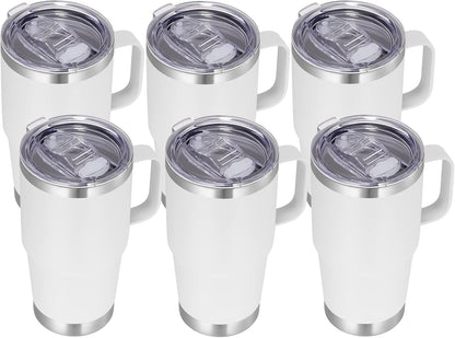 20 oz Tumbler with Handle Lid and Straw, Stainless Steel Insulated Travel Coffee Mug Spill Proof Double Wall Metal Tumbler Cup Keeps Drink Hot and Cold, Navy Blue 1 Pack