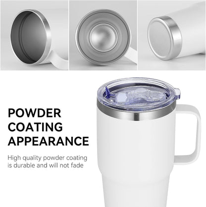 20 oz Tumbler with Handle Lid and Straw, Stainless Steel Insulated Travel Coffee Mug Spill Proof Double Wall Metal Tumbler Cup Keeps Drink Hot and Cold, Navy Blue 1 Pack