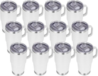 20 oz Tumbler with Handle Lid and Straw, Stainless Steel Insulated Travel Coffee Mug Spill Proof Double Wall Metal Tumbler Cup Keeps Drink Hot and Cold, Navy Blue 1 Pack