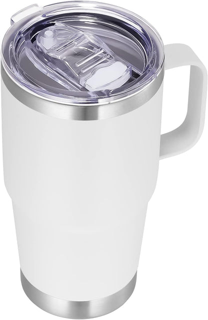 20 oz Tumbler with Handle Lid and Straw, Stainless Steel Insulated Travel Coffee Mug Spill Proof Double Wall Metal Tumbler Cup Keeps Drink Hot and Cold, Navy Blue 1 Pack