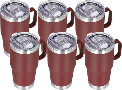 20 oz Tumbler with Handle Lid and Straw, Stainless Steel Insulated Travel Coffee Mug Spill Proof Double Wall Metal Tumbler Cup Keeps Drink Hot and Cold, Navy Blue 1 Pack