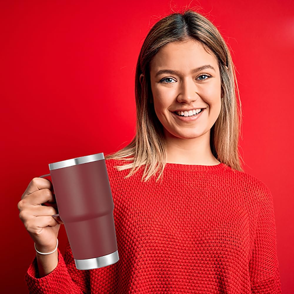 20 oz Tumbler with Handle Lid and Straw, Stainless Steel Insulated Travel Coffee Mug Spill Proof Double Wall Metal Tumbler Cup Keeps Drink Hot and Cold, Navy Blue 1 Pack