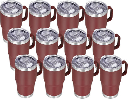 20 oz Tumbler with Handle Lid and Straw, Stainless Steel Insulated Travel Coffee Mug Spill Proof Double Wall Metal Tumbler Cup Keeps Drink Hot and Cold, Navy Blue 1 Pack