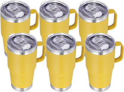 20 oz Tumbler with Handle Lid and Straw, Stainless Steel Insulated Travel Coffee Mug Spill Proof Double Wall Metal Tumbler Cup Keeps Drink Hot and Cold, Navy Blue 1 Pack