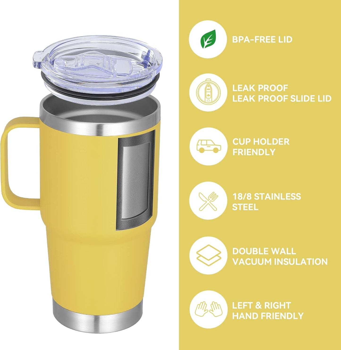 20 oz Tumbler with Handle Lid and Straw, Stainless Steel Insulated Travel Coffee Mug Spill Proof Double Wall Metal Tumbler Cup Keeps Drink Hot and Cold, Navy Blue 1 Pack