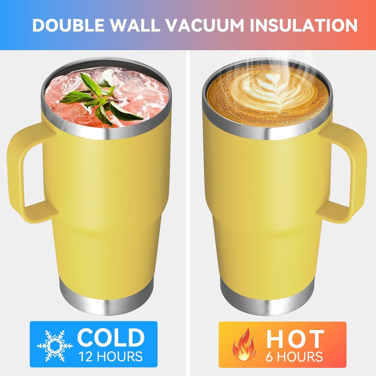 20 oz Tumbler with Handle Lid and Straw, Stainless Steel Insulated Travel Coffee Mug Spill Proof Double Wall Metal Tumbler Cup Keeps Drink Hot and Cold, Navy Blue 1 Pack