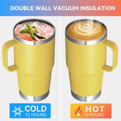 20 oz Tumbler with Handle Lid and Straw, Stainless Steel Insulated Travel Coffee Mug Spill Proof Double Wall Metal Tumbler Cup Keeps Drink Hot and Cold, Navy Blue 1 Pack