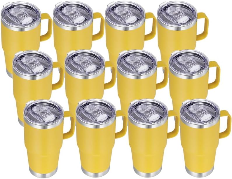 20 oz Tumbler with Handle Lid and Straw, Stainless Steel Insulated Travel Coffee Mug Spill Proof Double Wall Metal Tumbler Cup Keeps Drink Hot and Cold, Navy Blue 1 Pack