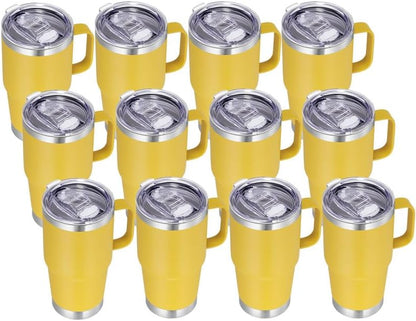 20 oz Tumbler with Handle Lid and Straw, Stainless Steel Insulated Travel Coffee Mug Spill Proof Double Wall Metal Tumbler Cup Keeps Drink Hot and Cold, Navy Blue 1 Pack