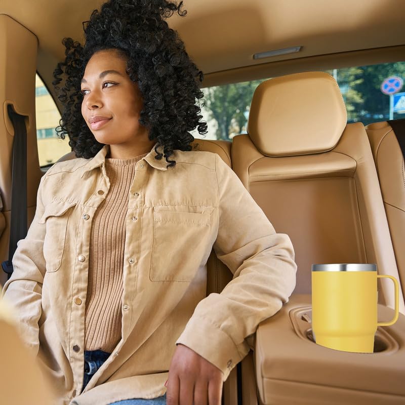 20 oz Tumbler with Handle Lid and Straw, Stainless Steel Insulated Travel Coffee Mug Spill Proof Double Wall Metal Tumbler Cup Keeps Drink Hot and Cold, Navy Blue 1 Pack