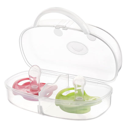 Pacifier Case, Pacifier Container Can Storage 2 Pacifiers, Baby Pacifier Holder Case for Travel, BPA Free,Transparent