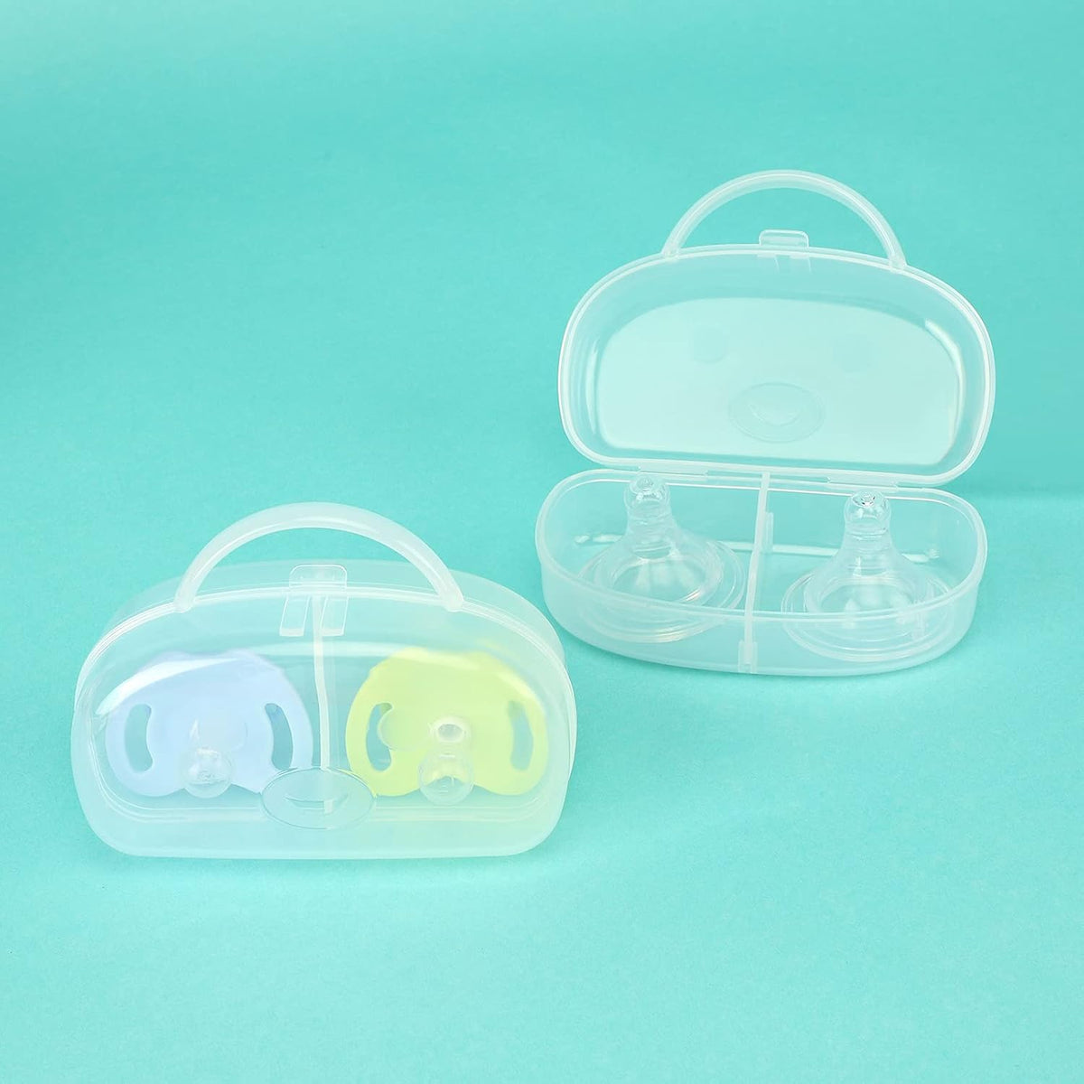 Pacifier Case, Pacifier Container Can Storage 2 Pacifiers, Baby Pacifier Holder Case for Travel, BPA Free,Transparent