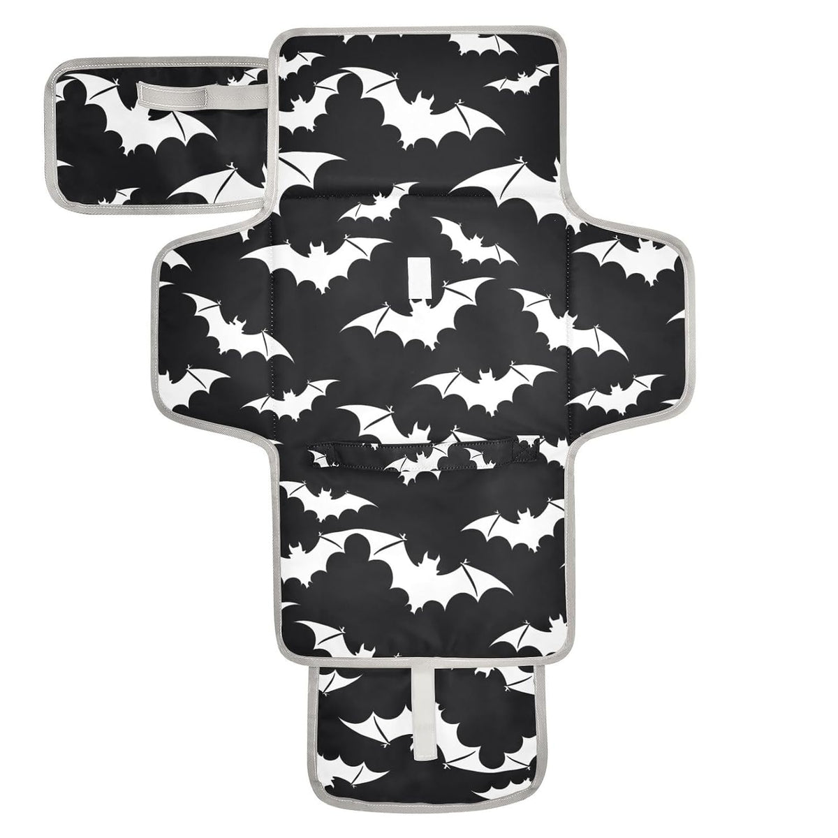 Halloween White Bats Portable Changing Pad for Unisex Baby Toddler Waterproof Foldable Baby Changing Mat with Pillow & Shoulder Strap Travel Changing Station for Hiking Traveling Gift