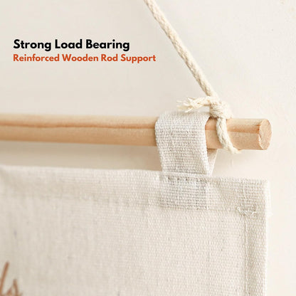 Wall Hanging Organizer with Pockets, Over Door Storage Organizer with Wooden Rod, Multi Pocket Fabric Wall Organizer for Bedroom Bathroom Closet Door, Space Saving Hanging Storage Bag (12)