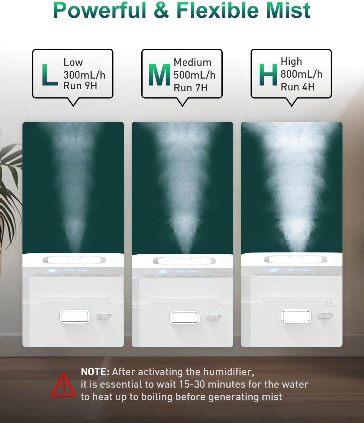 Mifasol Stainless Steel Humidifier, 3.3L Warm Mist Humidifiers for Bedroom, Easy Clean Steam Humidifiers for Home, Dishwasher Safe Humidifier Large Room, White