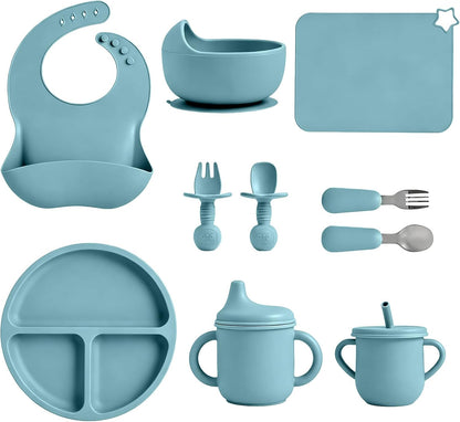 Silicone Baby Feeding Set 10 Pcs, Baby feeding essentials