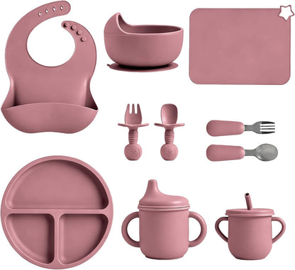 Silicone Baby Feeding Set 10 Pcs, Baby feeding essentials