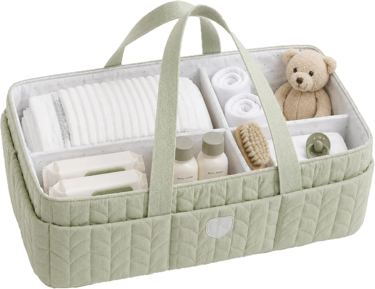 Baby Diaper Caddy Organizer - Large Portable Nursery Storage Baby Basket with Handles for Newborn Essentials, Diapers, Wipes - Changing Table Caddy Organizer for Boy & Girl