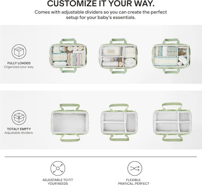 Baby Diaper Caddy Organizer - Large Portable Nursery Storage Baby Basket with Handles for Newborn Essentials, Diapers, Wipes - Changing Table Caddy Organizer for Boy & Girl
