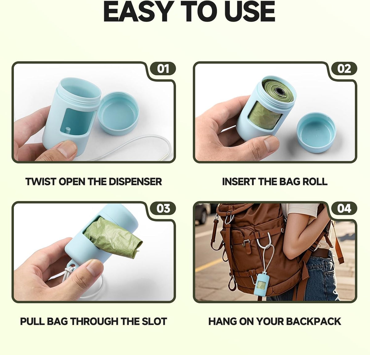 14 Rolls Waste Disposal Bags Refills Compatible with Ubbi On the Go Gray Bag Dispenser, Leak Proof Baby Poop Baggies for Travel, Diaper Disposal Bags for Quick Changes and Easy to Use (14 x 15 Count)