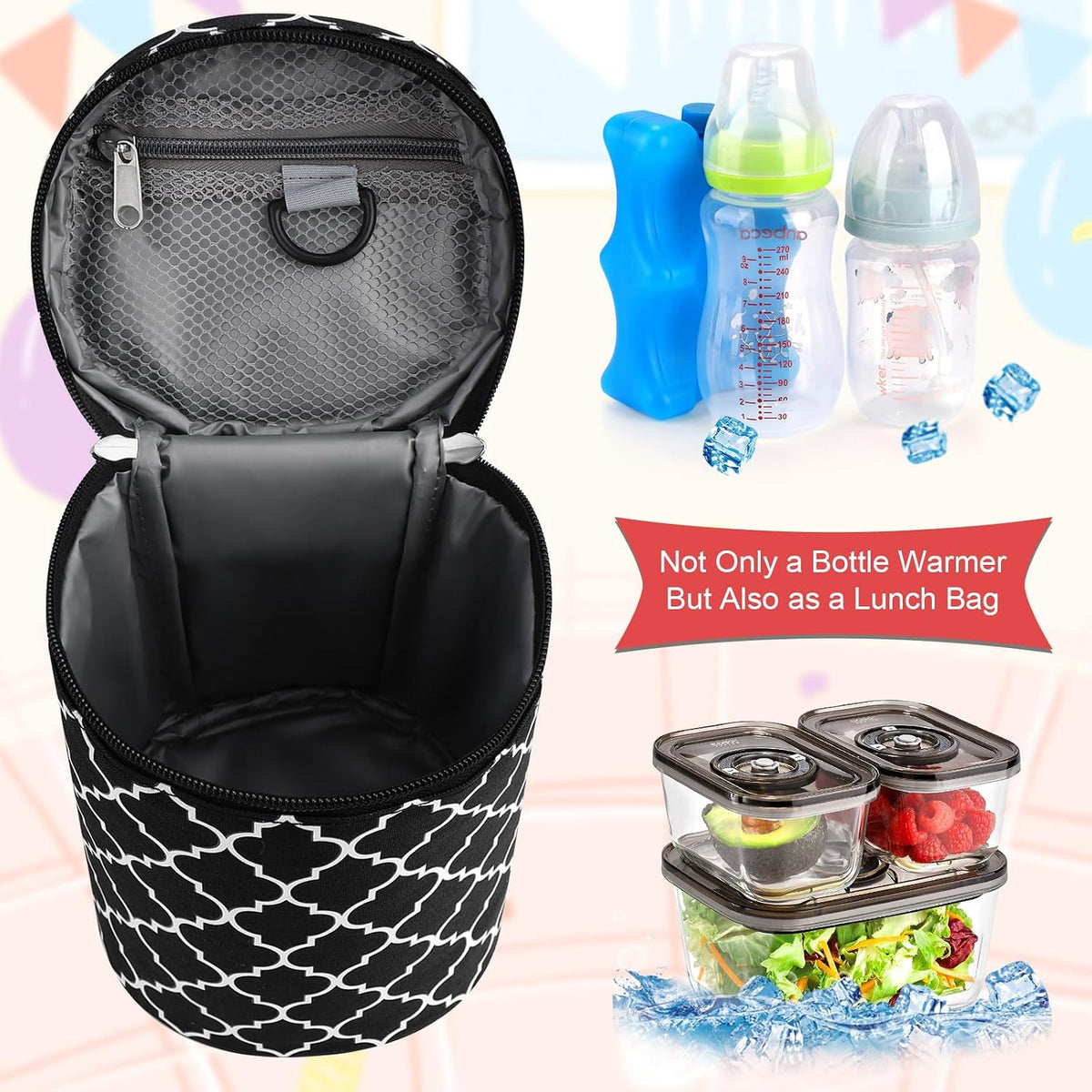 Breastmilk Cooler Bag with Ice Pack, Insulated Baby Bottle Cooler Tote Bags for Nursing Mom Daycare, Grey