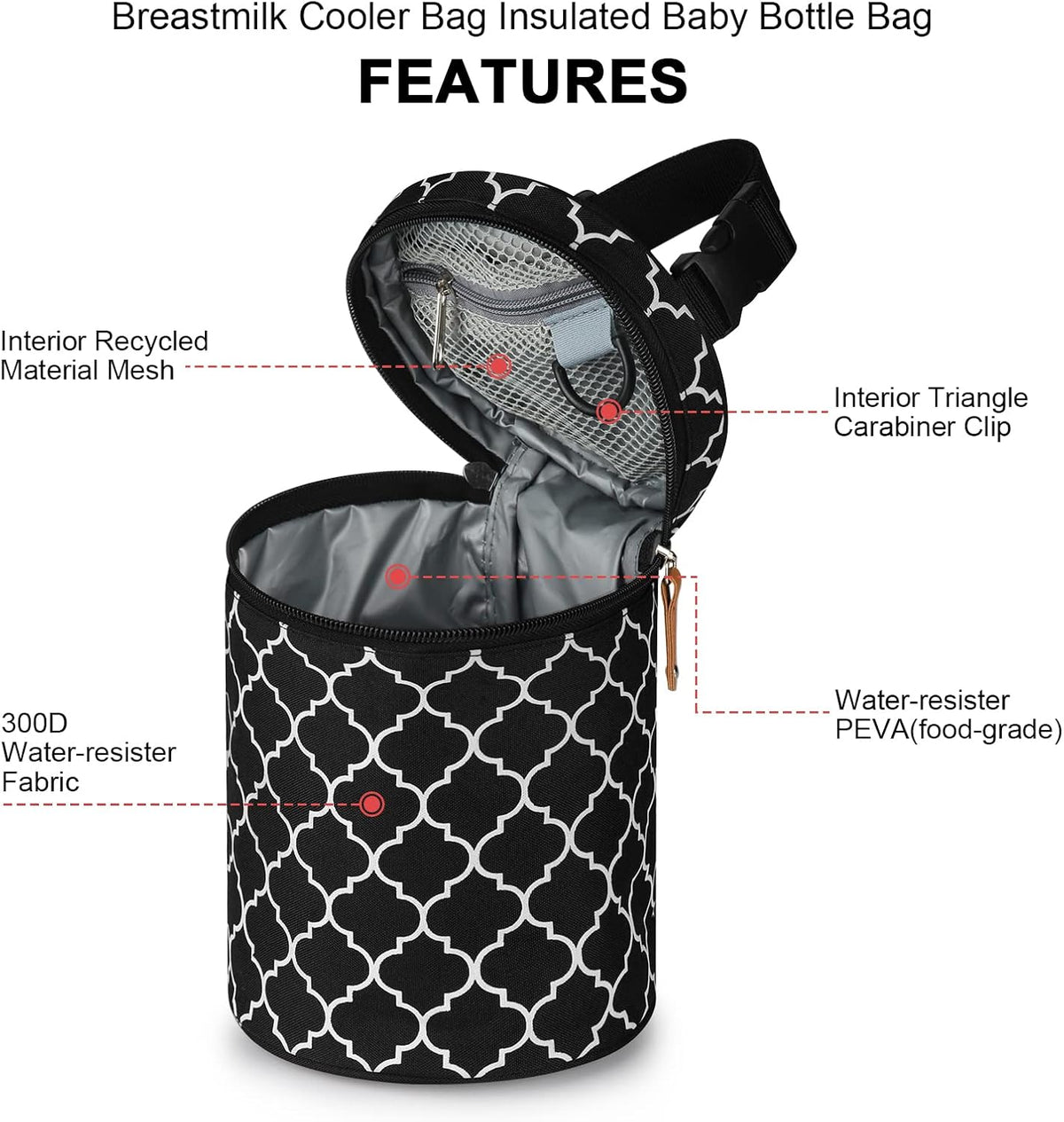 Breastmilk Cooler Bag with Ice Pack, Insulated Baby Bottle Cooler Tote Bags for Nursing Mom Daycare, Grey