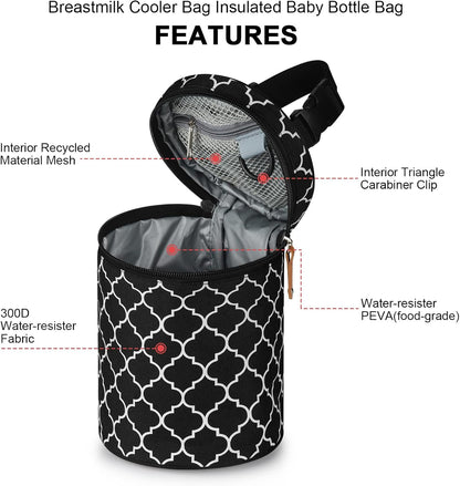 Breastmilk Cooler Bag with Ice Pack, Insulated Baby Bottle Cooler Tote Bags for Nursing Mom Daycare, Grey