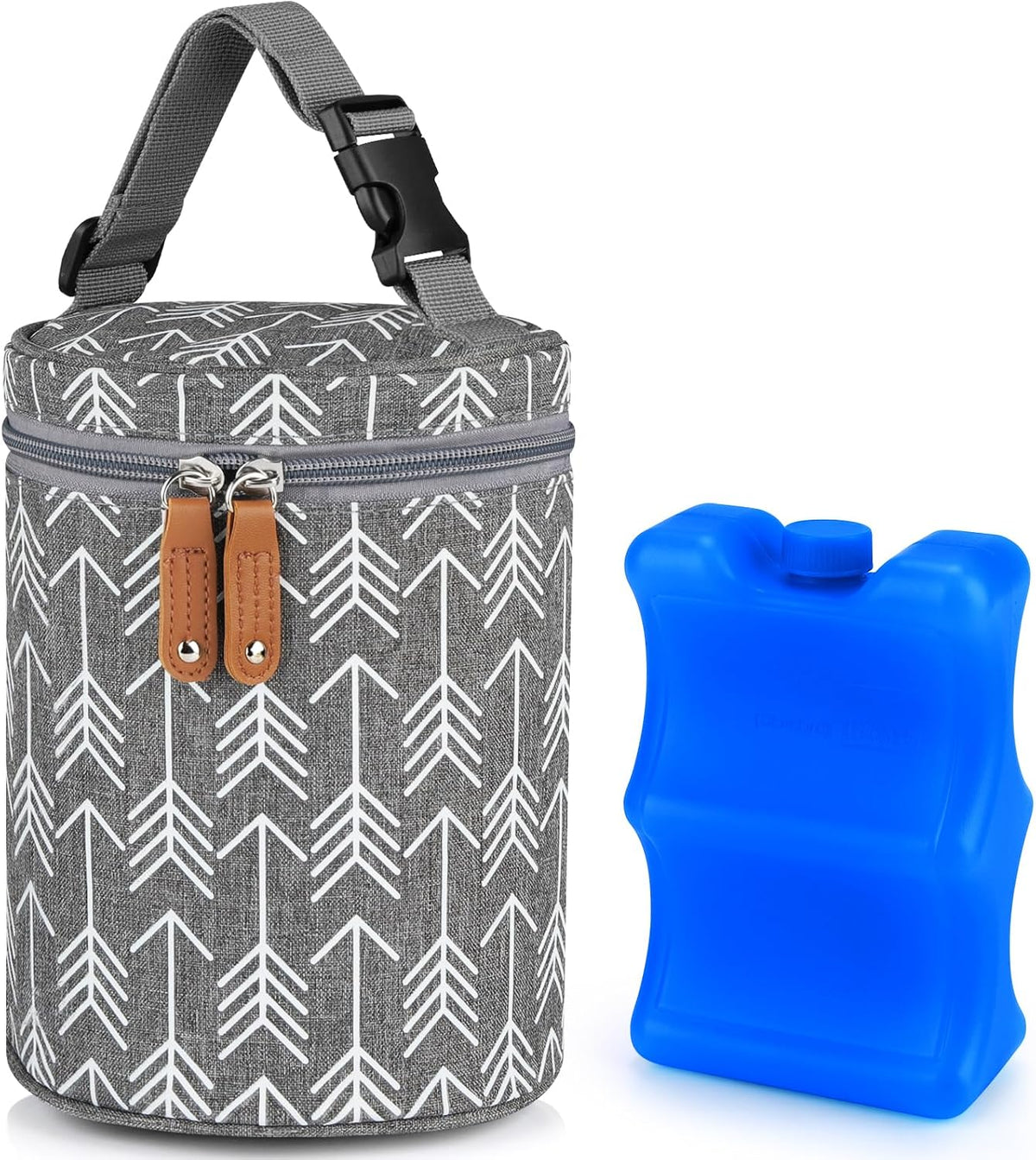 Breastmilk Cooler Bag with Ice Pack, Insulated Baby Bottle Cooler Tote Bags for Nursing Mom Daycare, Grey