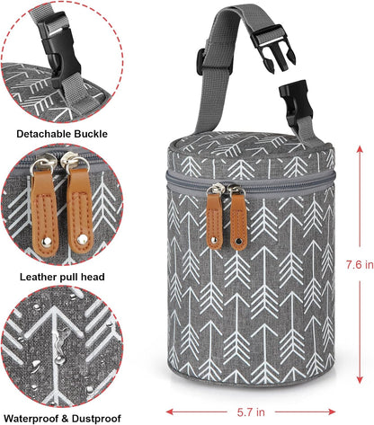 Breastmilk Cooler Bag with Ice Pack, Insulated Baby Bottle Cooler Tote Bags for Nursing Mom Daycare, Grey