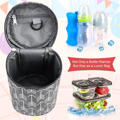 Breastmilk Cooler Bag with Ice Pack, Insulated Baby Bottle Cooler Tote Bags for Nursing Mom Daycare, Grey