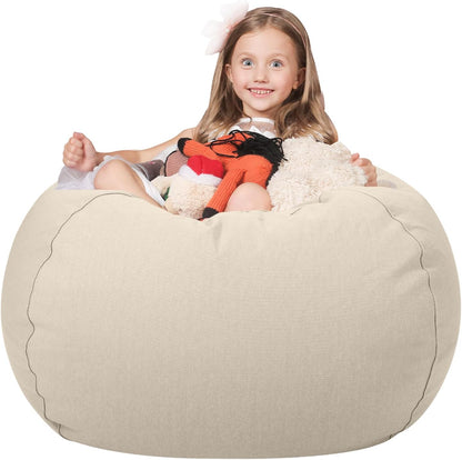 Stuffed Animal Storage Bean Bag Chair Cover for Kids