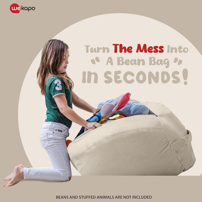 Stuffed Animal Storage Bean Bag Chair Cover for Kids