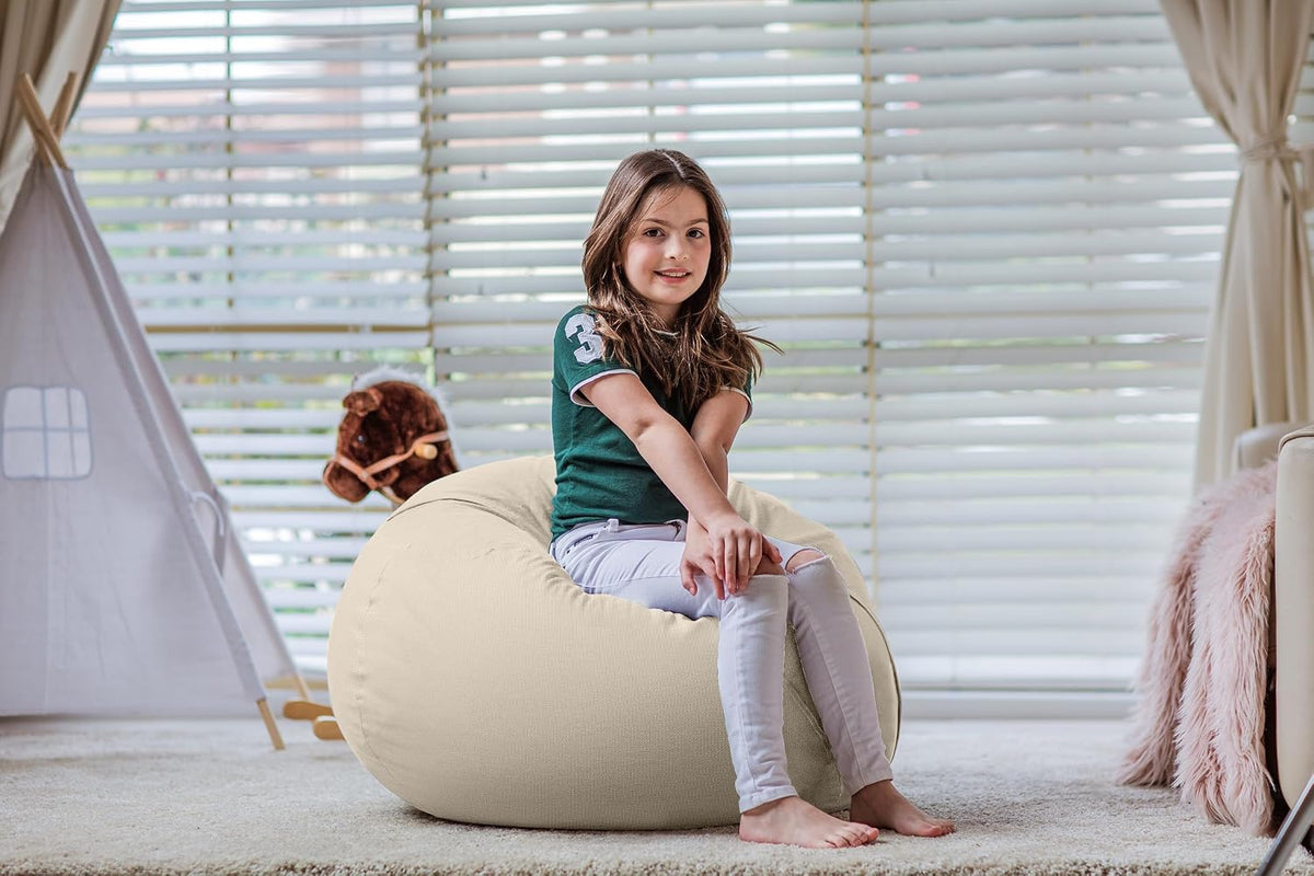 Stuffed Animal Storage Bean Bag Chair Cover for Kids