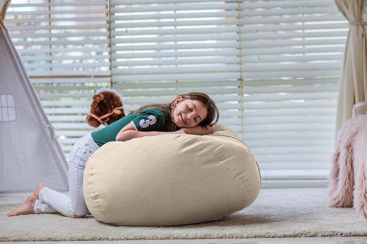 Stuffed Animal Storage Bean Bag Chair Cover for Kids