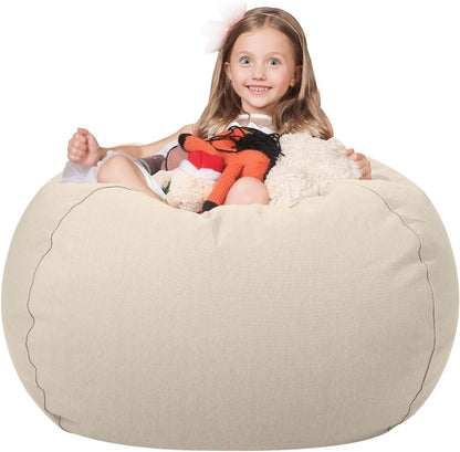 Stuffed Animal Storage Bean Bag Chair Cover for Kids