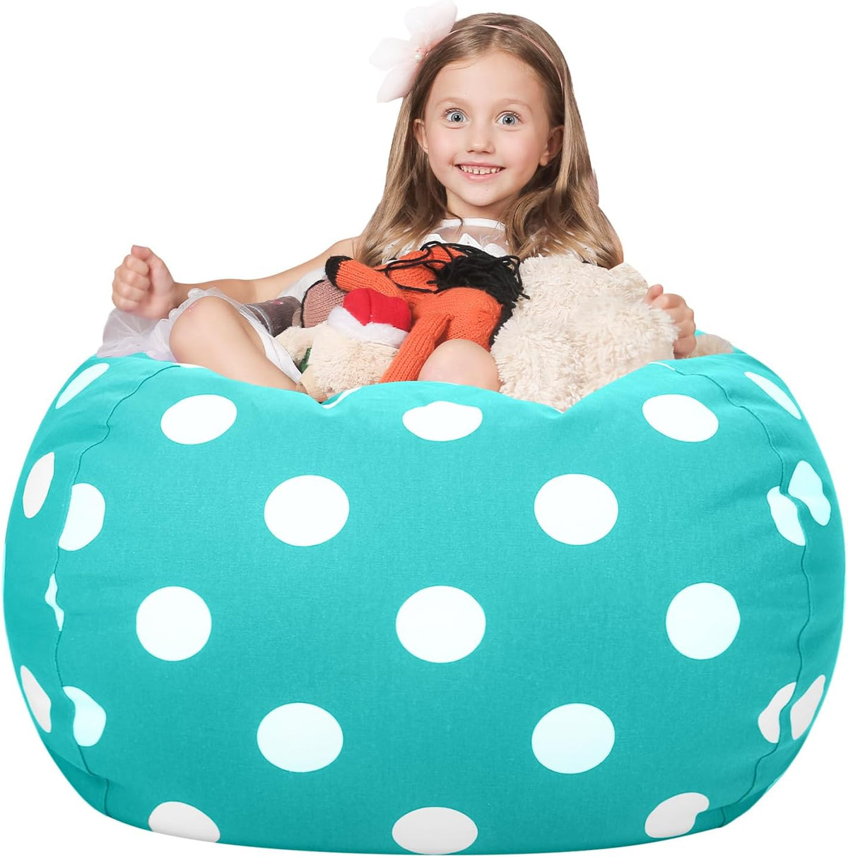 Stuffed Animal Storage Bean Bag Chair Cover for Kids