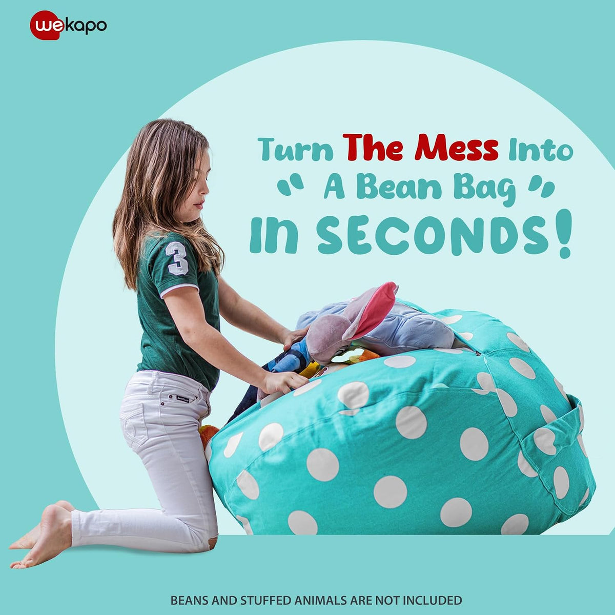 Stuffed Animal Storage Bean Bag Chair Cover for Kids