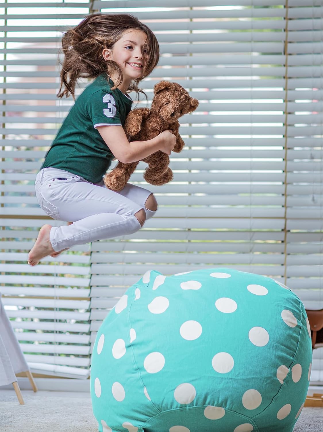 Stuffed Animal Storage Bean Bag Chair Cover for Kids