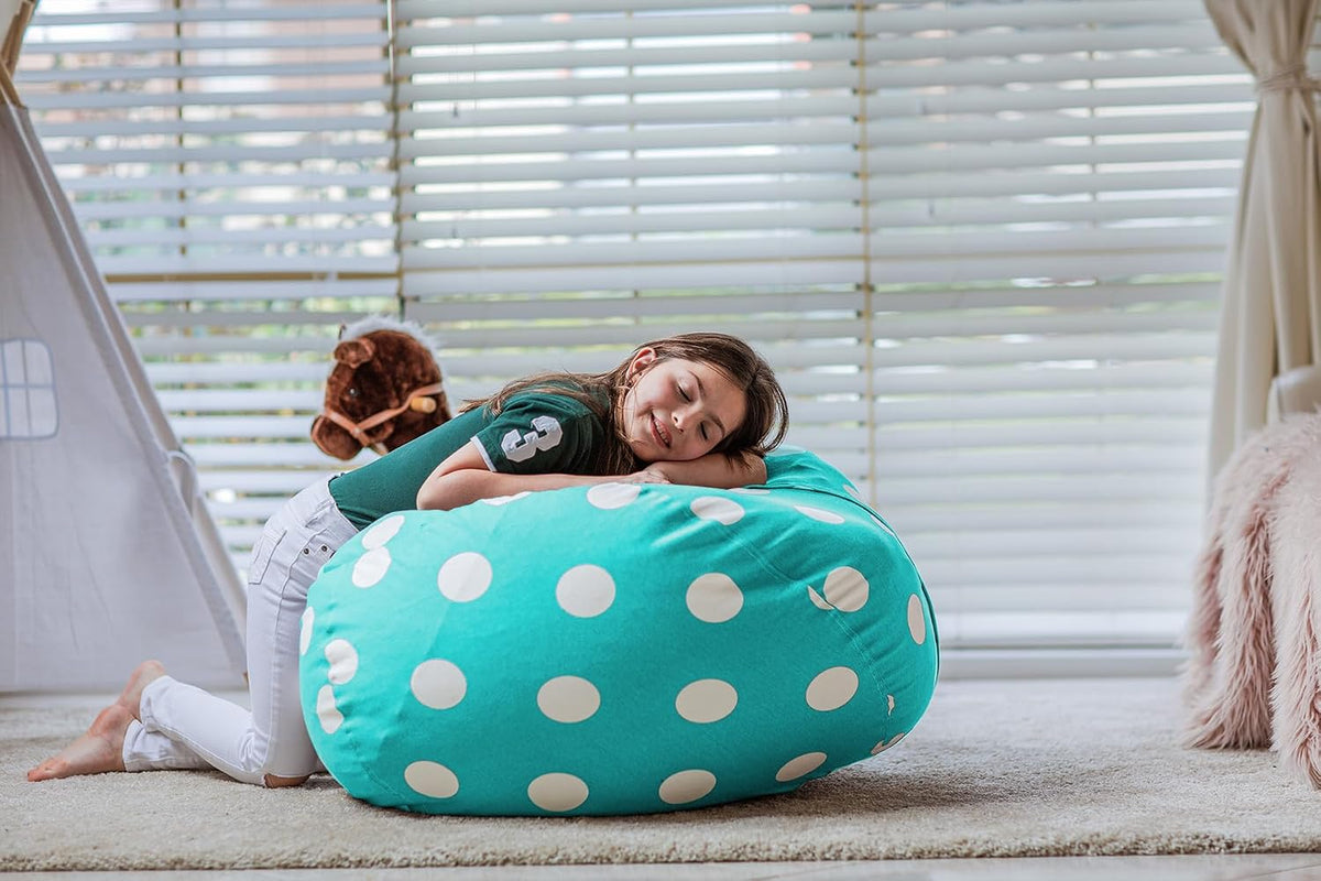 Stuffed Animal Storage Bean Bag Chair Cover for Kids