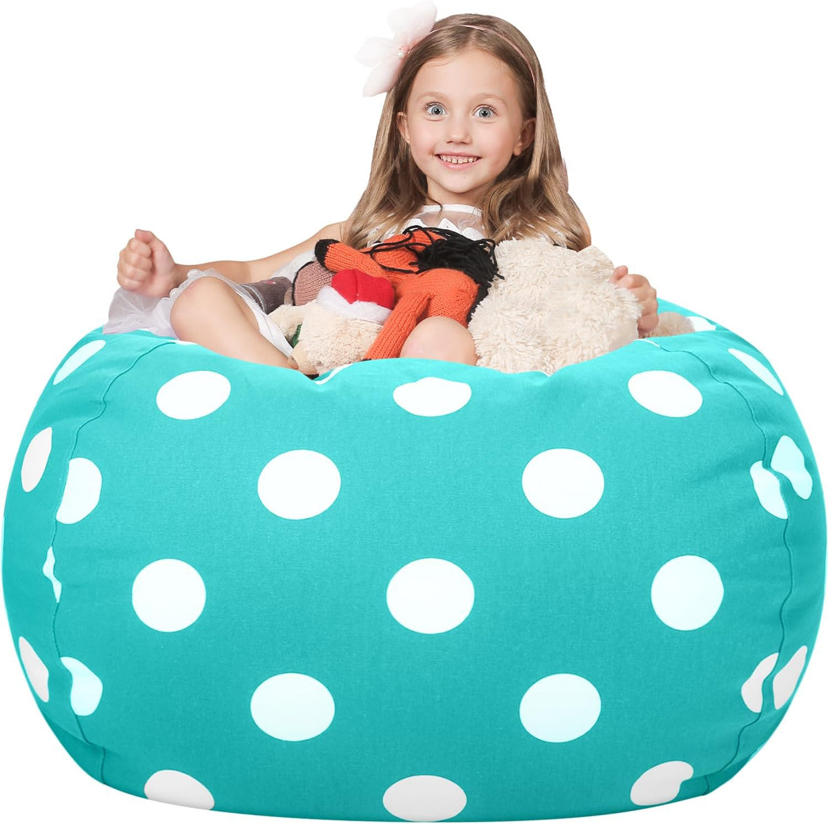Stuffed Animal Storage Bean Bag Chair Cover for Kids