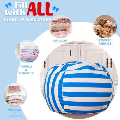 Stuffed Animal Storage Bean Bag Chair Cover for Kids