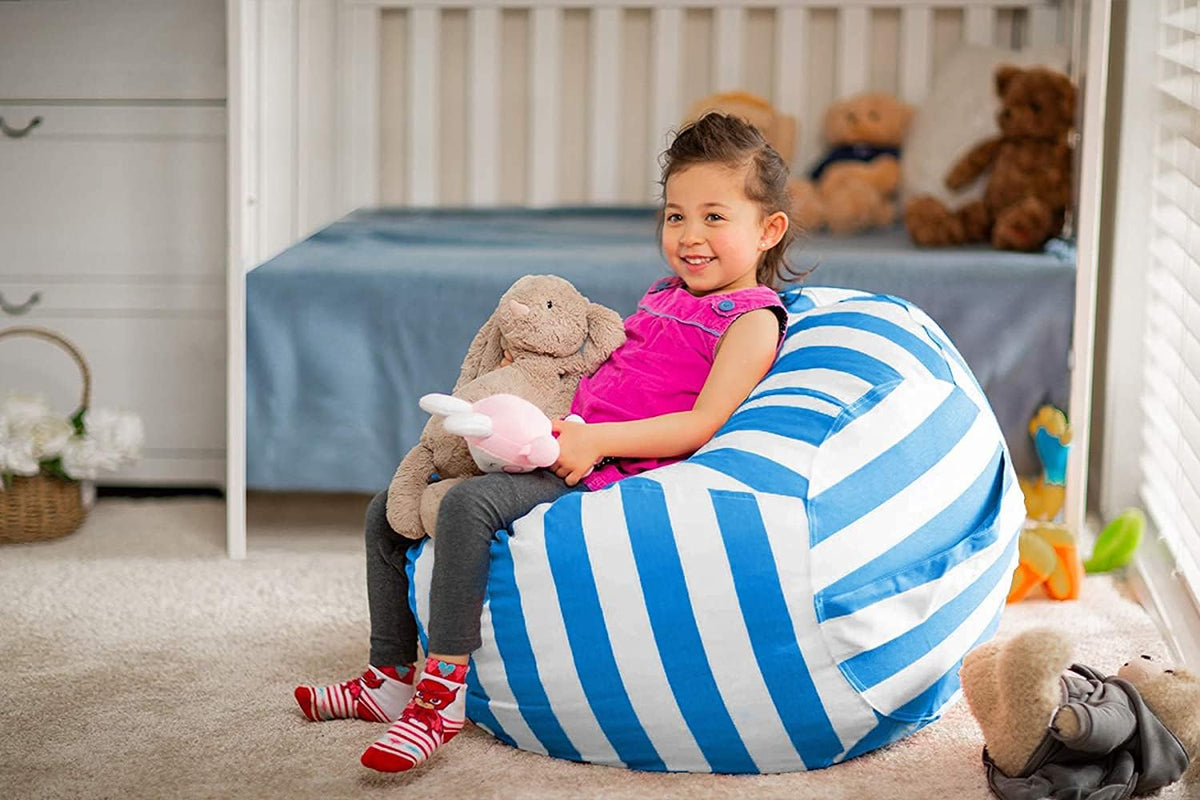 Stuffed Animal Storage Bean Bag Chair Cover for Kids