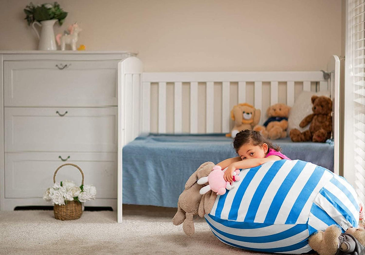 Stuffed Animal Storage Bean Bag Chair Cover for Kids