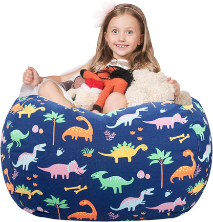 Stuffed Animal Storage Bean Bag Chair Cover for Kids